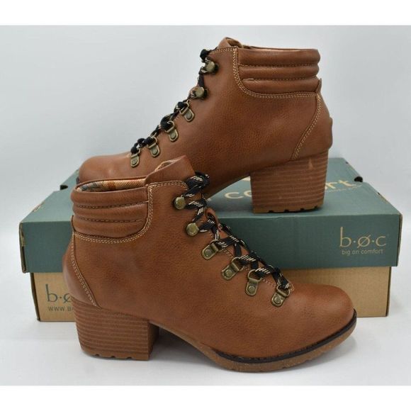 BOC Born Concept Womens Size 8 Alder Brown Block Heel Lace Up Booties Boots - Picture 3 of 11